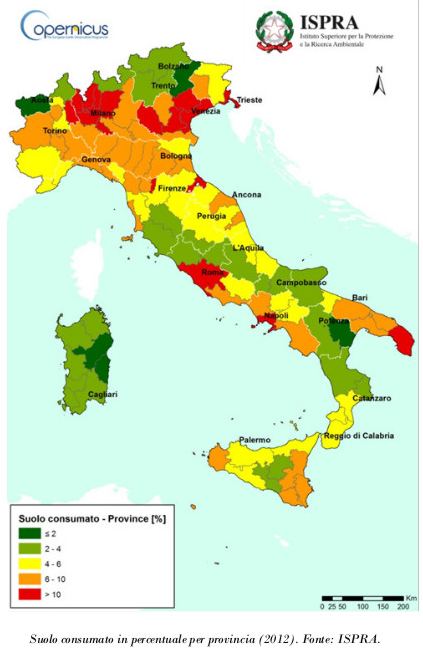 cartina ispra consumo suolo