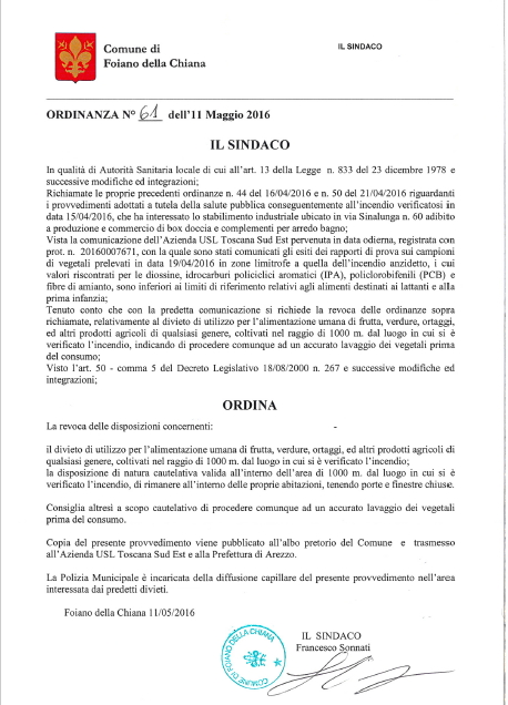 ordinanza sindaco foiano exTab