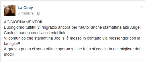 scomparso messaggio