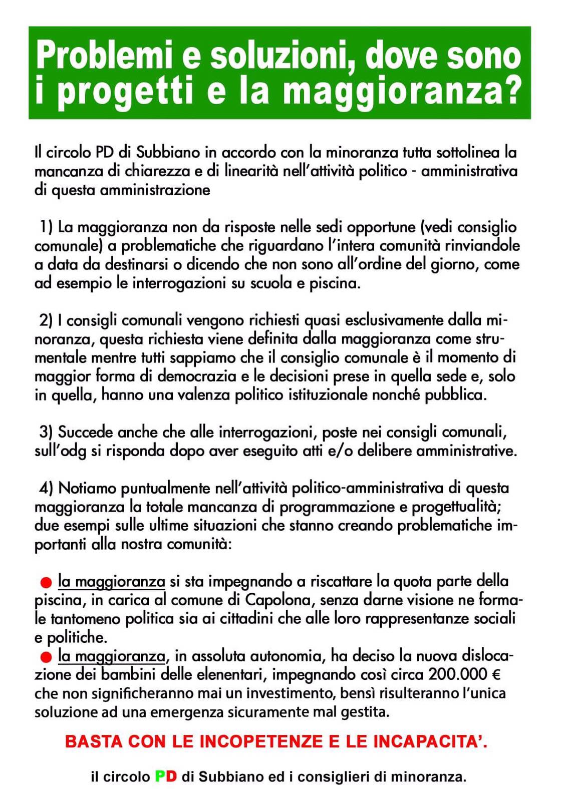 manifesto pd subbiano