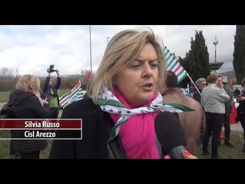 E45. Presidio a Sansepolcro di Cgil, Cisl e Uil: 